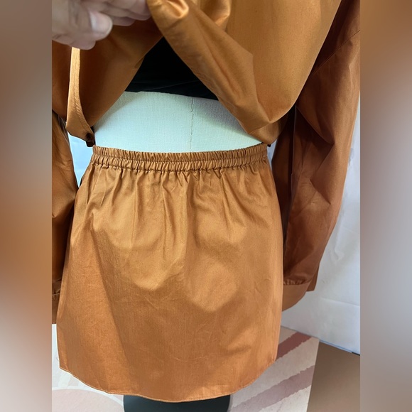 ZARA Poplin Shirt-Dress With Pockets Brown NWOT - Picture 6 of 12